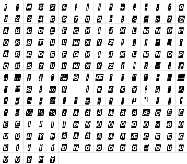 a_BrokerCmObl Regular Character Map a_BrokerCmObl Regular Character Map
