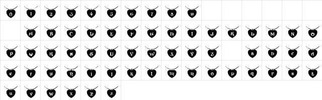 101! Heart StringZ Regular Character Map 101! Heart StringZ Regular Character Map