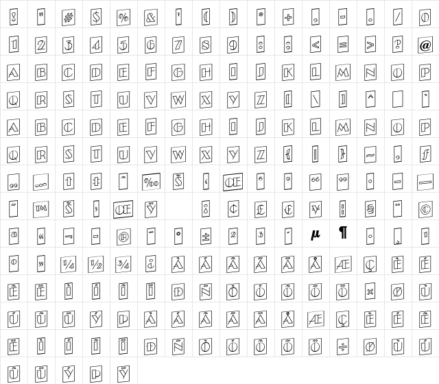 a_BentoCmOtlUp Regular Character Map a_BentoCmOtlUp Regular Character Map