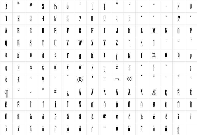 PallMallBold Roman Character Map PallMallBold Roman Character Map