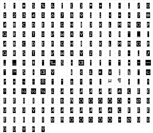 a_LancetCm Regular Character Map a_LancetCm Regular Character Map