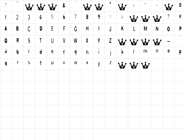 PaperTiger Regular Character Map PaperTiger Regular Character Map