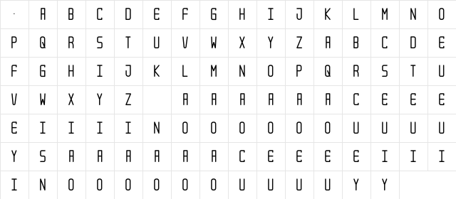 XForce Bold Regular Character Map XForce Bold Regular Character Map