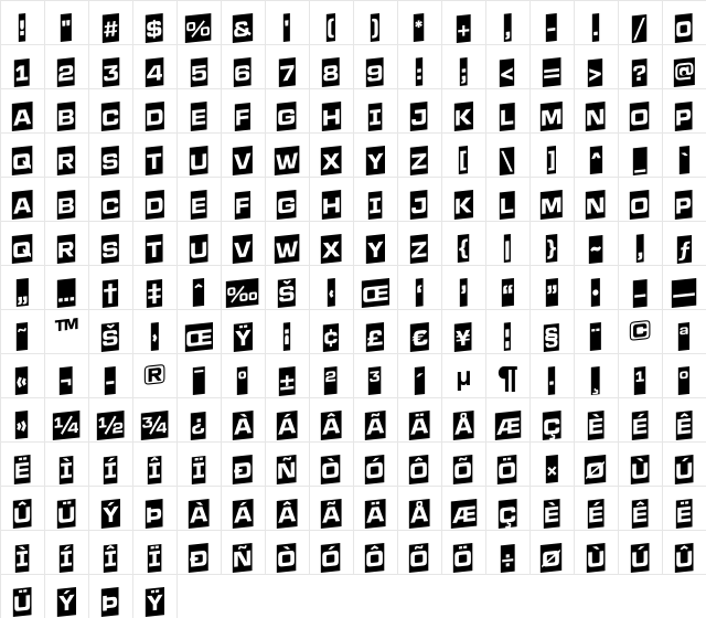 a_LineaSansCmUp Bold Character Map a_LineaSansCmUp Bold Character Map