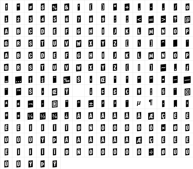 a_MeccanoCmUp Regular Character Map a_MeccanoCmUp Regular Character Map