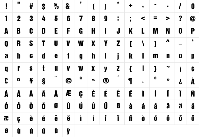 PartridgeInserat-Roman-SemiBold Regular Character Map PartridgeInserat-Roman-SemiBold Regular Character Map