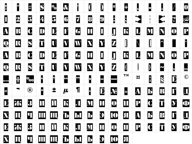 a_BodoniOrtoNrTtlCm Regular Character Map a_BodoniOrtoNrTtlCm Regular Character Map