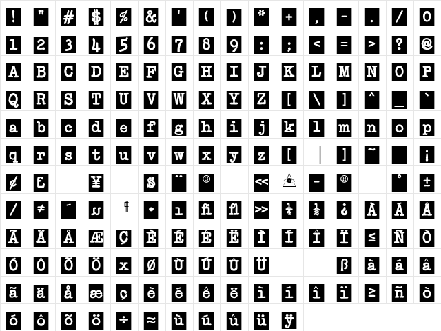 Passport Block Regular Character Map Passport Block Regular Character Map