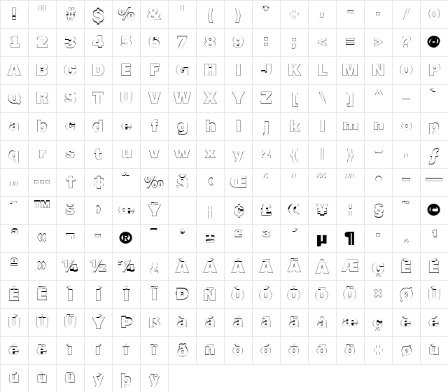 a_ReportSansOtl Regular Character Map a_ReportSansOtl Regular Character Map