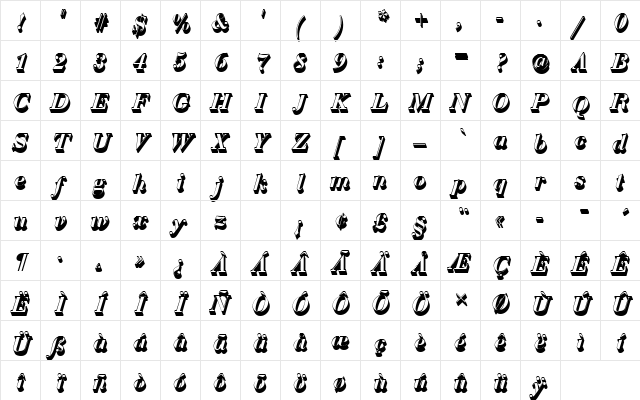 BauerBodDDemBolItaSh1 Regular Character Map BauerBodDDemBolItaSh1 Regular Character Map