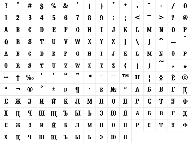 a_PresentumCpsNr Regular Character Map a_PresentumCpsNr Regular Character Map