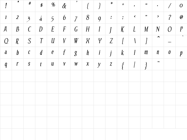 PC Thanks Elegance Regular Character Map PC Thanks Elegance Regular Character Map