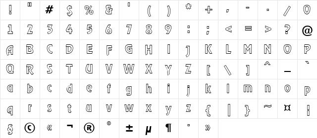 a_RewinderOtl Regular Character Map a_RewinderOtl Regular Character Map