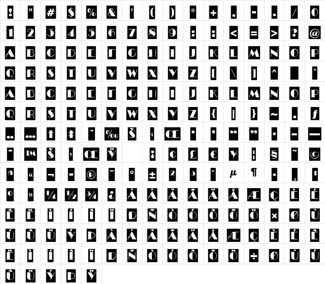 a_BentoCm Regular Character Map a_BentoCm Regular Character Map