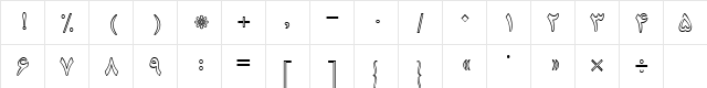 B Nazanin Outline Regular Character Map B Nazanin Outline Regular Character Map