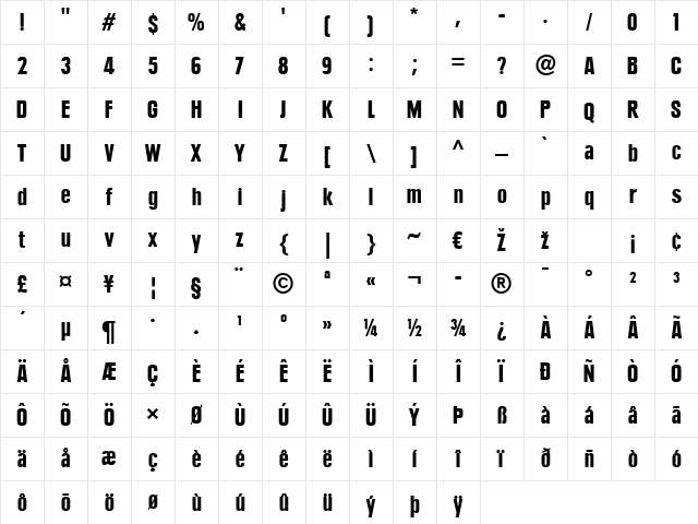 Plak LT BlackCondensed Regular Character Map Plak LT BlackCondensed Regular Character Map