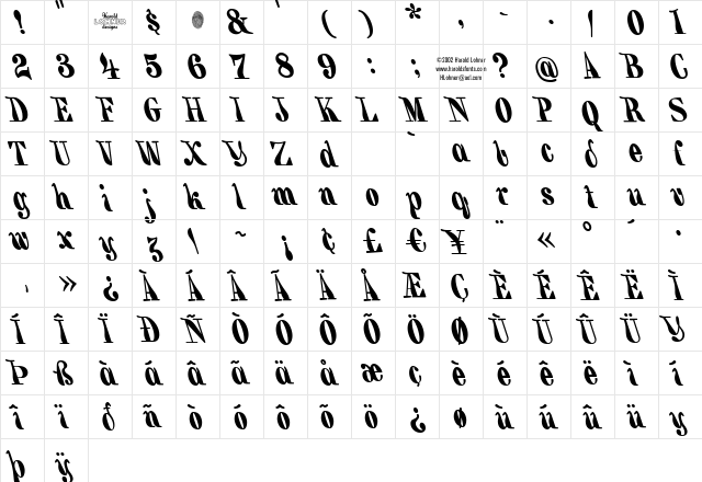 Backhand Brush Regular Character Map Backhand Brush Regular Character Map