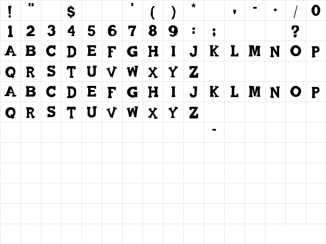 Quadrophonic Regular Character Map Quadrophonic Regular Character Map