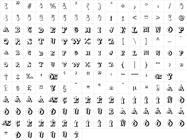 Balduin Regular Character Map Balduin Regular Character Map