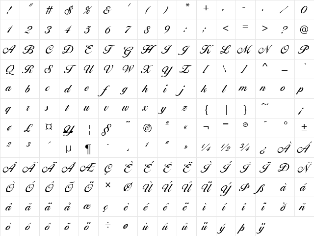 Ballantines Script EF Medium Regular Character Map Ballantines Script EF Medium Regular Character Map