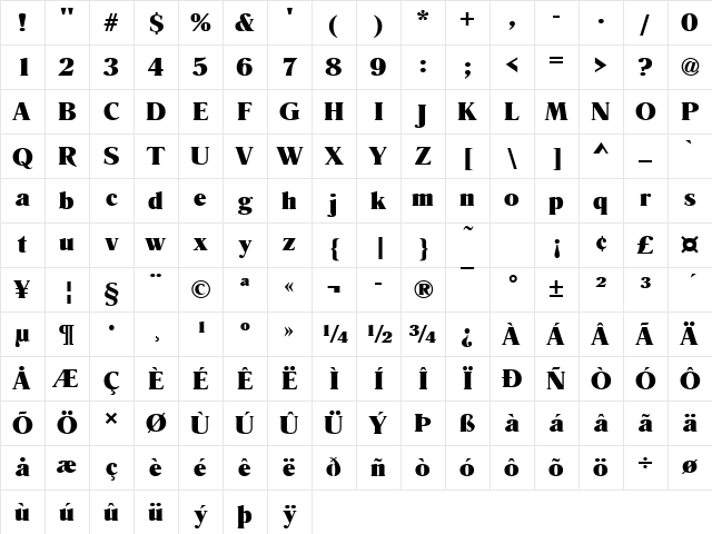 Romana Becker Ultra Regular Character Map Romana Becker Ultra Regular Character Map