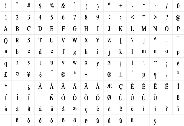 RSTempus Cn bold Bold Character Map RSTempus Cn bold Bold Character Map