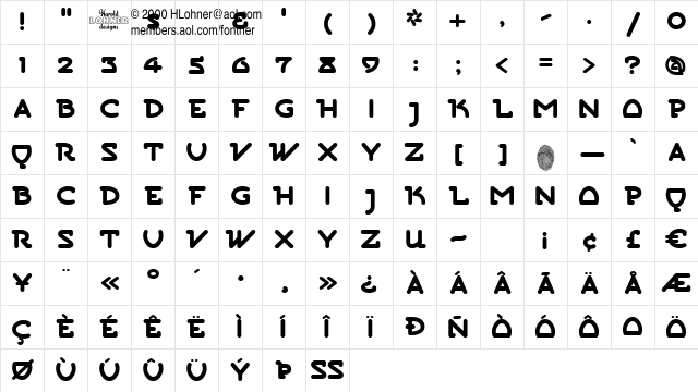 SanitaryBold Caps Regular Character Map SanitaryBold Caps Regular Character Map