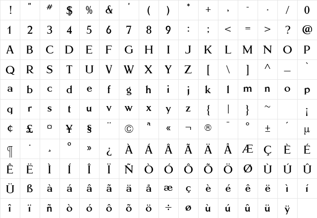 SchillerAntiquaBold Medium Character Map SchillerAntiquaBold Medium Character Map