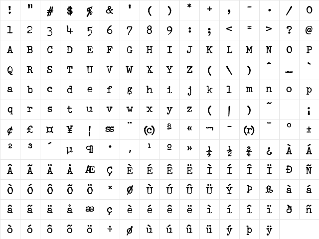 Schmutz ICG Cleaned Regular Character Map Schmutz ICG Cleaned Regular Character Map