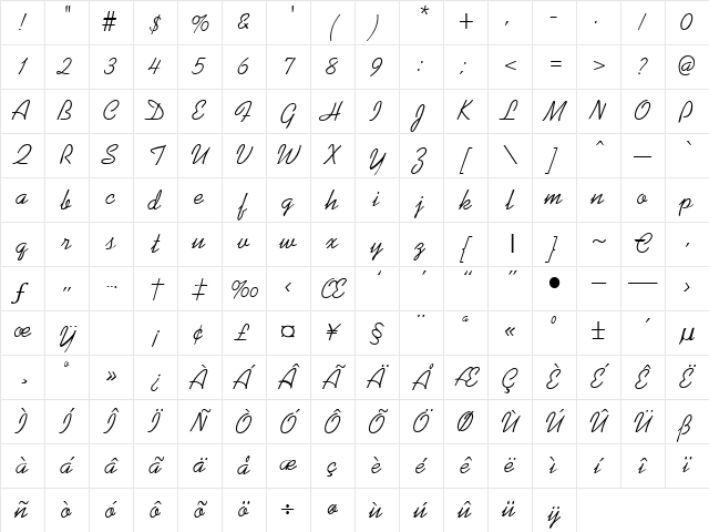 Septime Regular Character Map Septime Regular Character Map