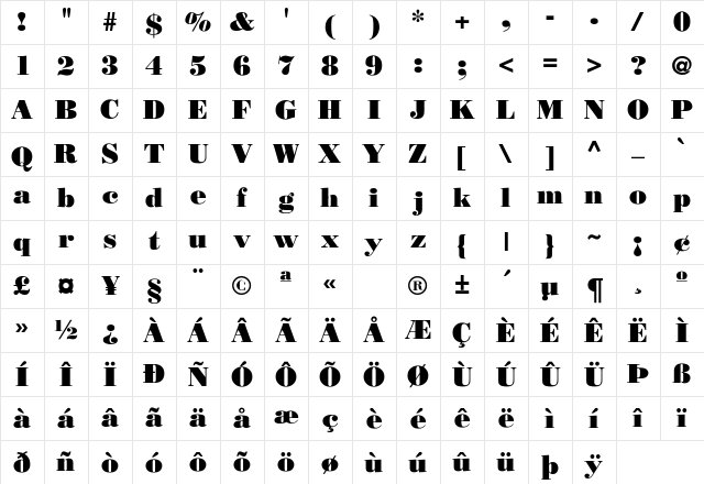 Serif-Really-Big Regular Character Map Serif-Really-Big Regular Character Map