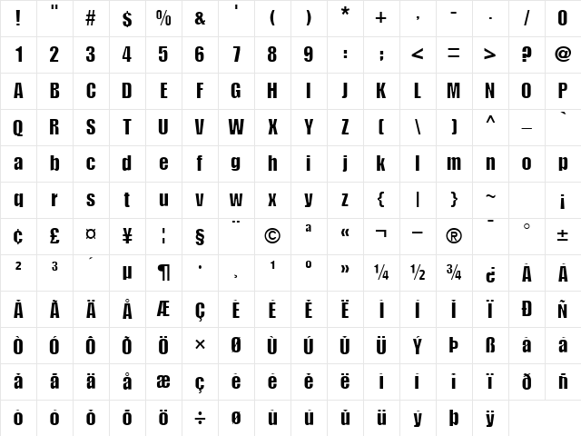 ShortHaulLightSSK Regular Character Map ShortHaulLightSSK Regular Character Map