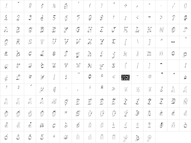 BasicGrungeHollowCond Italic Character Map BasicGrungeHollowCond Italic Character Map