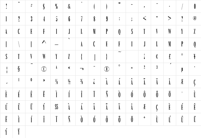 BasiliaComDMed Regular Character Map BasiliaComDMed Regular Character Map