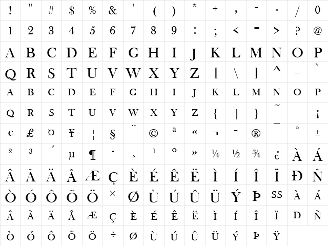 Baskerville Old Becker Discaps Regular Character Map Baskerville Old Becker Discaps Regular Character Map