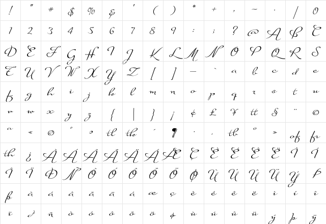 Suave Script Alt Regular Character Map Suave Script Alt Regular Character Map