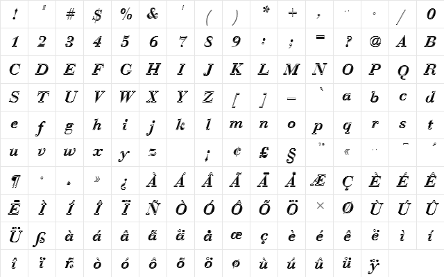 BauerBodDDemBolItaIn1 Regular Character Map BauerBodDDemBolItaIn1 Regular Character Map