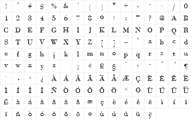 BauerBodDRegIn1 Regular Character Map BauerBodDRegIn1 Regular Character Map