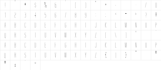 Tall Script Regular Character Map Tall Script Regular Character Map