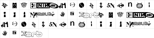 TechnoBats Regular Character Map TechnoBats Regular Character Map