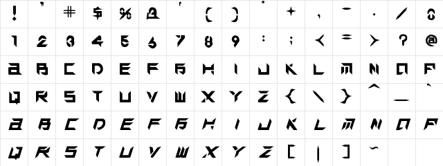 TEK HED AGGRESIVE Regular Character Map TEK HED AGGRESIVE Regular Character Map