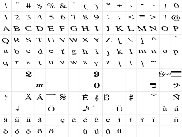 Tempo Font Ex Left Regular Character Map Tempo Font Ex Left Regular Character Map
