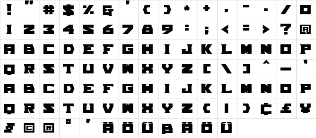 TPF Grum Mel Regular Character Map TPF Grum Mel Regular Character Map