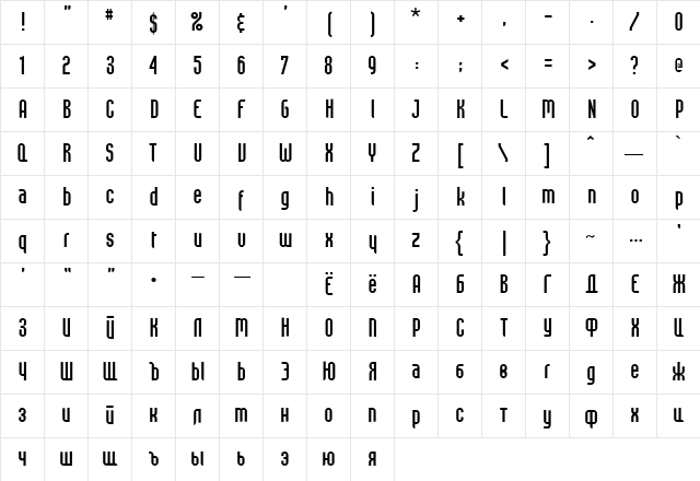 Beast vs SpreadTall Regular Character Map Beast vs SpreadTall Regular Character Map