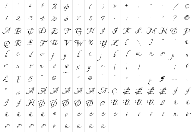 BeauRivageTwo Regular Character Map BeauRivageTwo Regular Character Map
