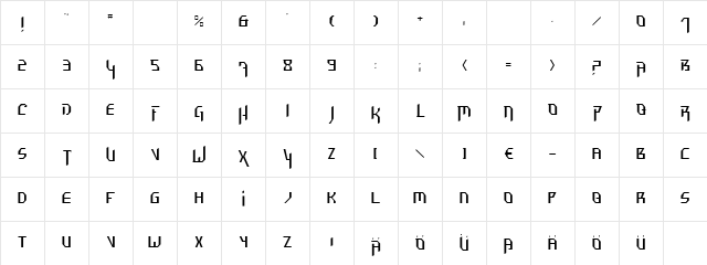 TrSah Hammerhead Thin Regular Character Map TrSah Hammerhead Thin Regular Character Map