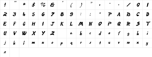 KidzOnlySSK Italic Character Map KidzOnlySSK Italic Character Map