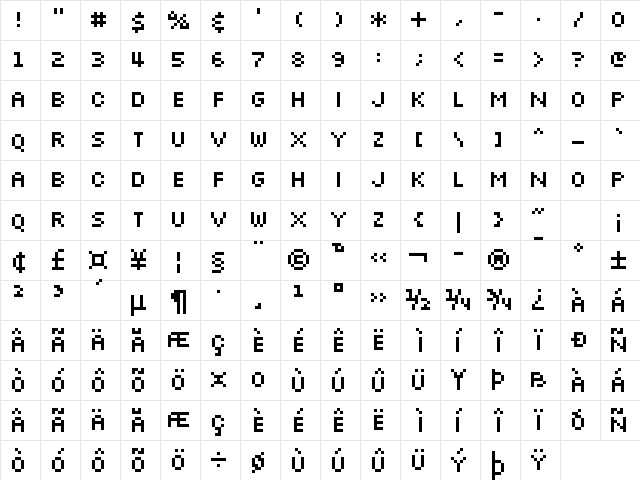 UF Silkscreen x Regular Character Map UF Silkscreen x Regular Character Map