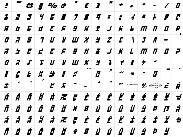 UFO Hunter Italic Italic Character Map UFO Hunter Italic Italic Character Map