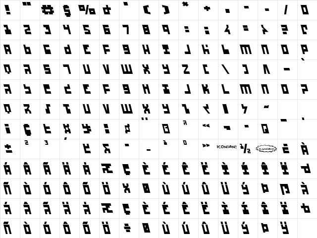 UFO Hunter Leftalic Italic Character Map UFO Hunter Leftalic Italic Character Map